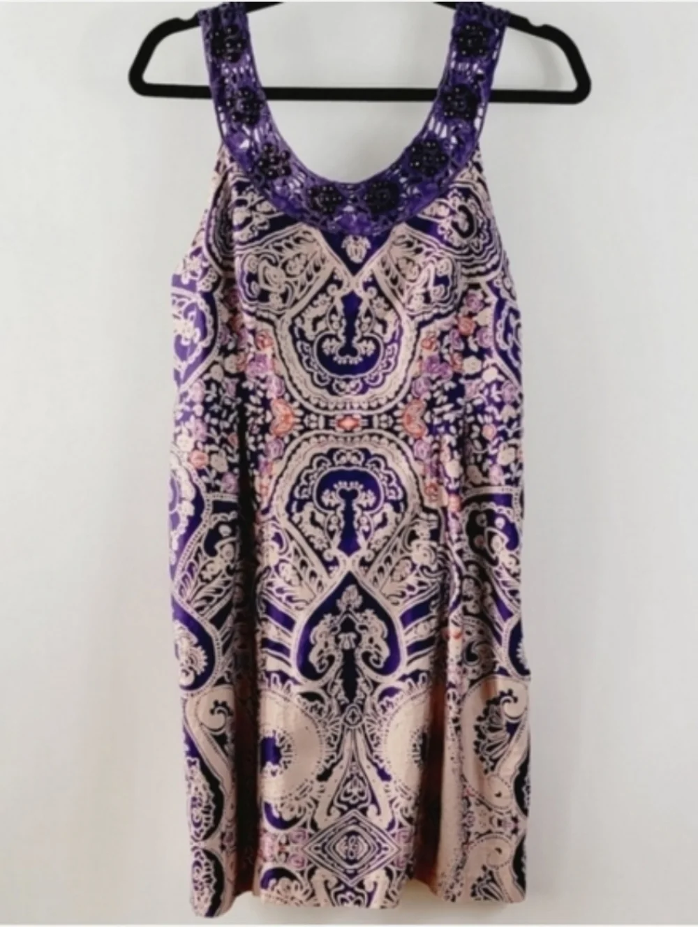 FREE PEOPLE Folklore Embellished Neckline Purple Dress Size 10 - Picture 2 of 8